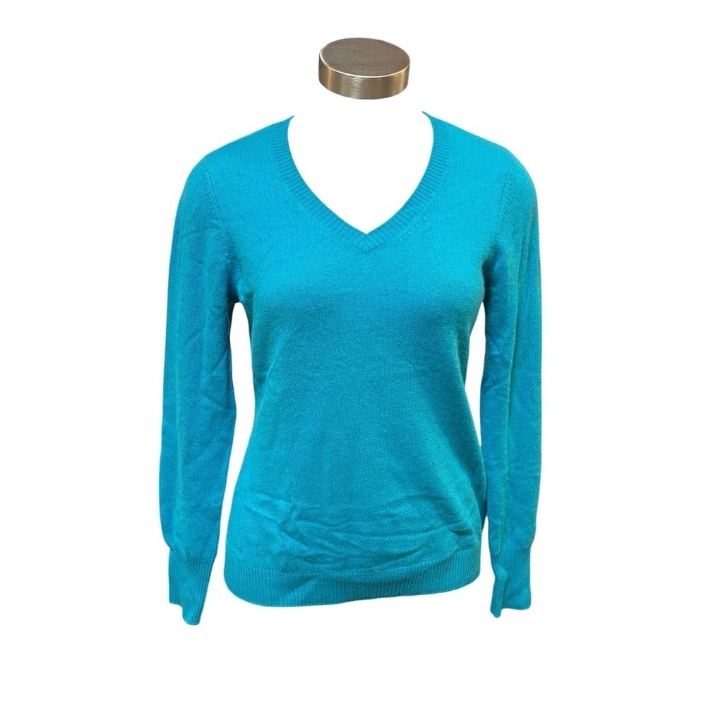 Enzo Mantovani Cashmere Sweater V-Neck Teal Blue Sz. M